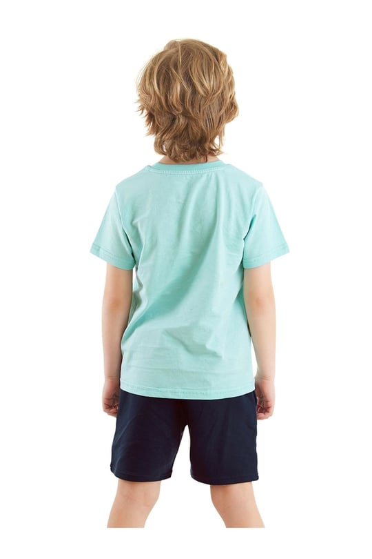 Denokids Erkek Çocuk Let's Surf T-shirt Şort Takım Mavi CFF-24Y2-009