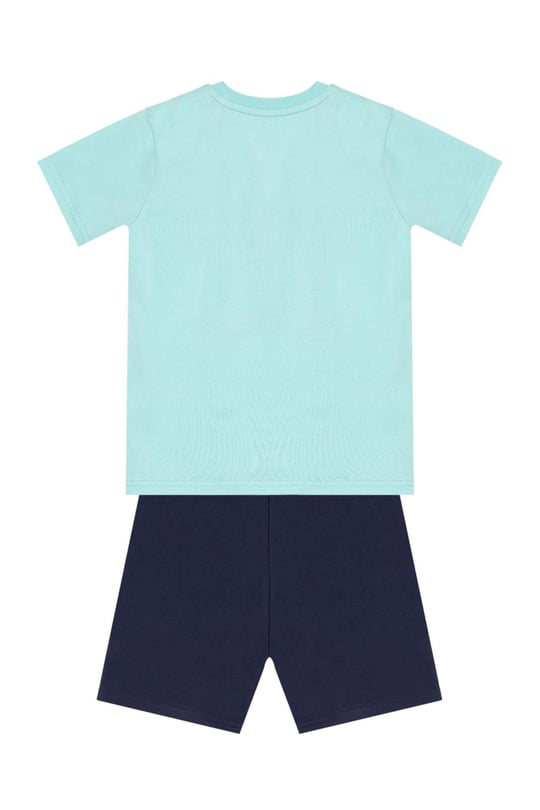 Denokids Erkek Çocuk Let's Surf T-shirt Şort Takım Mavi CFF-24Y2-009