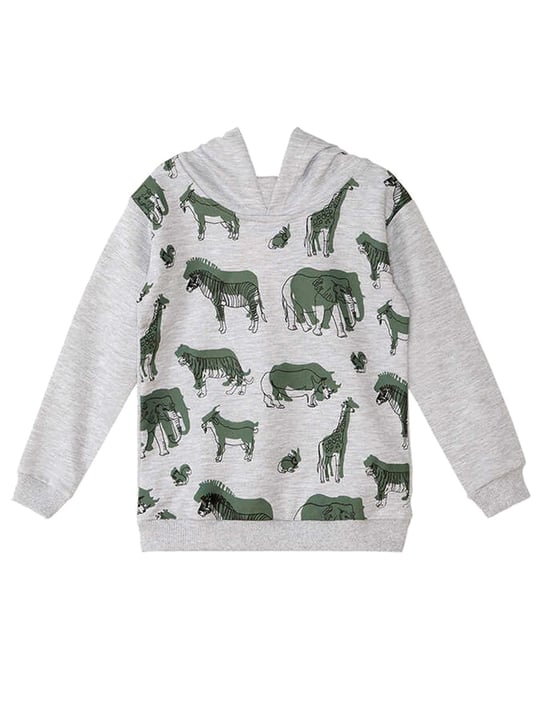 Denokids Erkek Çocuk LMG Animals Eşofman Altı Üstü Takım Gri Haki MS-22S1-008