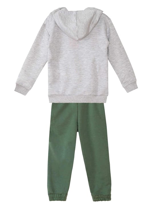 Denokids Erkek Çocuk LMG Animals Eşofman Altı Üstü Takım Gri Haki MS-22S1-008