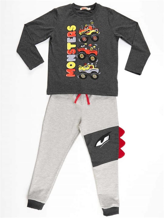 Denokids Erkek Çocuk  Monster Race T-shirt Pantolon Takım CFF-21S1-065
