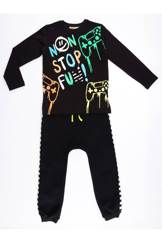 Denokids Erkek Çocuk Nonstop Game T-shirt Pantolon Takım MS-21S1-050