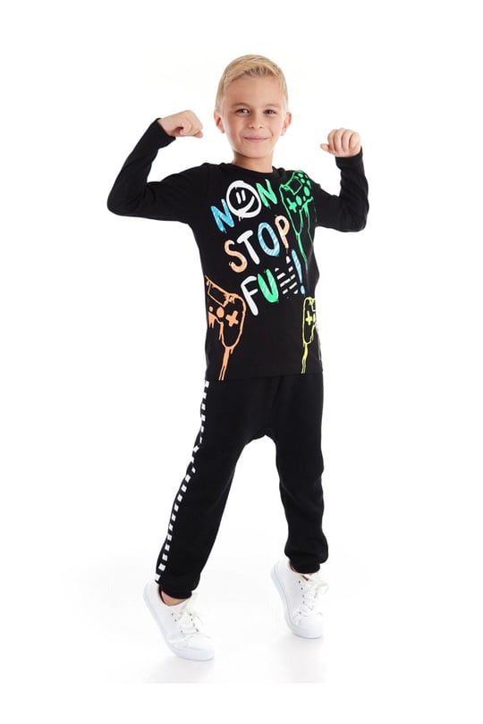 Denokids Erkek Çocuk Nonstop Game T-shirt Pantolon Takım MS-21S1-050