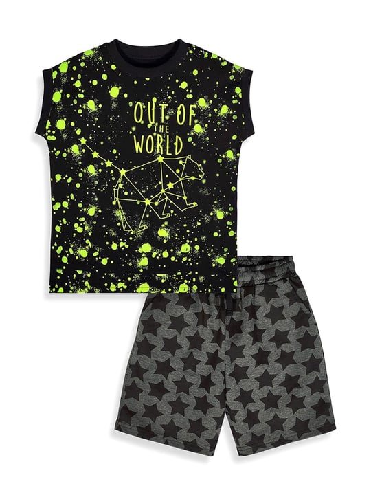 Denokids Erkek Çocuk Out Of World Tişört Şort Takım CFF-26Y1-103