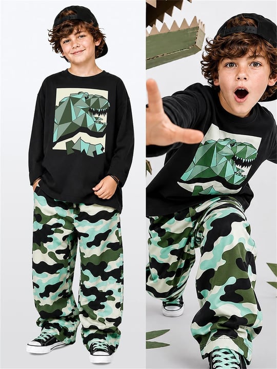 Denokids Erkek Çocuk Rawr Dinozorlu Alt Üst Takım Siyah CFF-26S1-015
