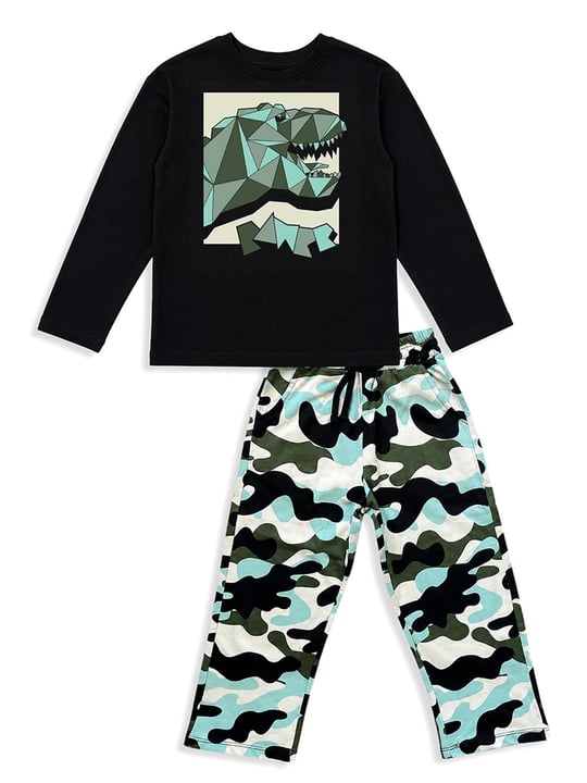 Denokids Erkek Çocuk Rawr Dinozorlu Alt Üst Takım Siyah CFF-26S1-015