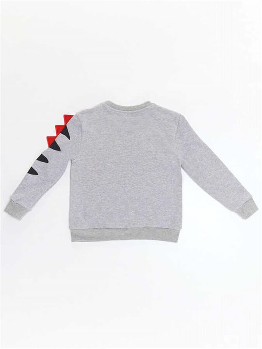 Denokids Erkek Çocuk Şekerci Dinozor Sweatshirt Gri CFF-22S1-097