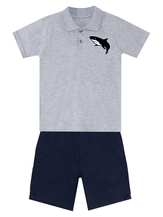 Denokids Erkek Çocuk Sharrk Polo Yaka Tişört Şort Takım MS-24Y1-034