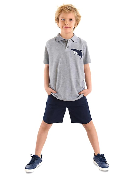 Denokids Erkek Çocuk Sharrk Polo Yaka Tişört Şort Takım MS-24Y1-034