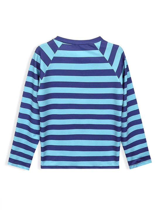 Denokids Erkek Çocuk UV Korumalı Çizgili Mayo Tişört Mavi CFF-25Y1-171