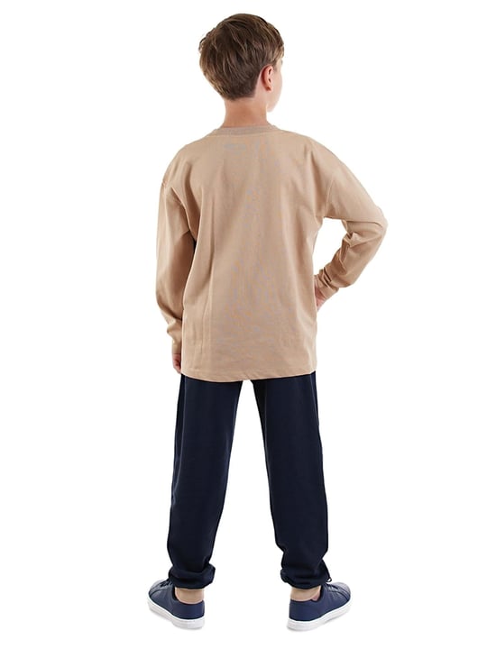Denokids Erkek Çocuk Who Tişört Pantolon Takım Bej CFF-25S1-153