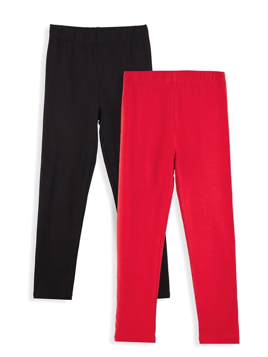 Denokids Kız Çocuk 2'li Tayt Set Siyah Kırmızı CFF-25S1-131