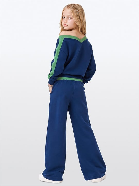 Denokids Kız Çocuk Asimetrik Yaka Eşofman Takımı Lacivert CFF-26S1-057
