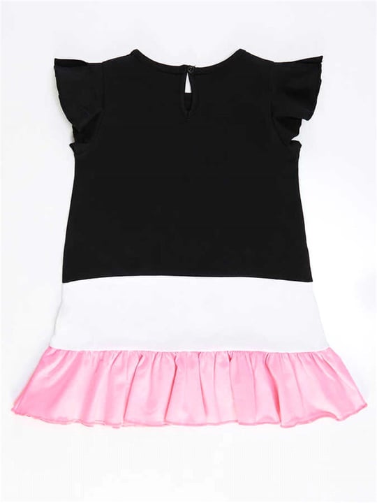 Denokids Kız Çocuk Beyaz Kedi Fırfırlı Elbise Lacivert CFF-21Y2-045