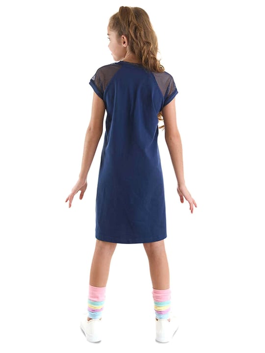 Denokids Kız Çocuk Bilmiş Kedi Elbise Lacivert MS-24Y1-038