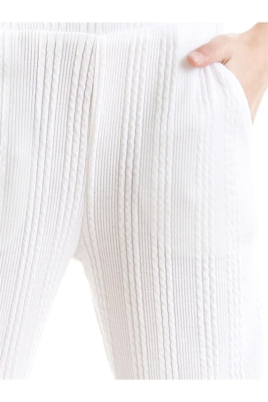 Denokids Kız Çocuk Boru Paça Basic Eşofman Altı Ekru CFF-24S1-169