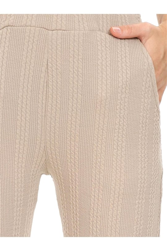 Denokids Kız Çocuk Boru Paça Basic Eşofman Altı Bej CFF-24S1-169
