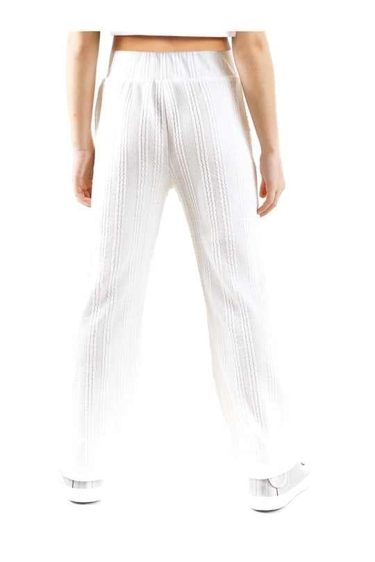 Denokids Kız Çocuk Boru Paça Basic Eşofman Altı Ekru CFF-24S1-169