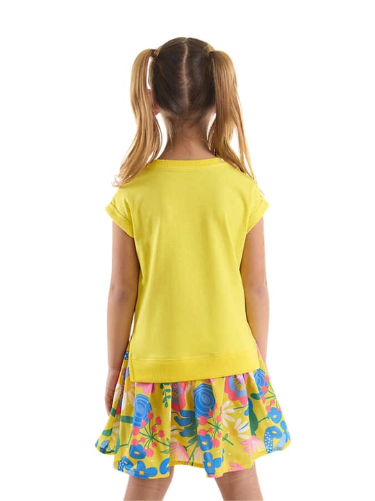 Denokids Kız Çocuk Çiçekli Elbise Sarı MS-24Y1-070