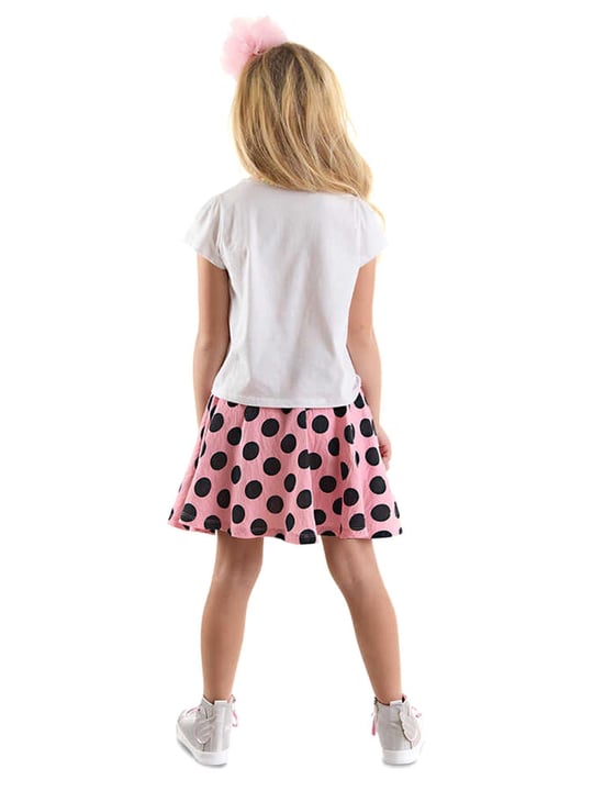Denokids Kız Çocuk Çita Tişört Etek Takım Pembe CFF-24Y1-107