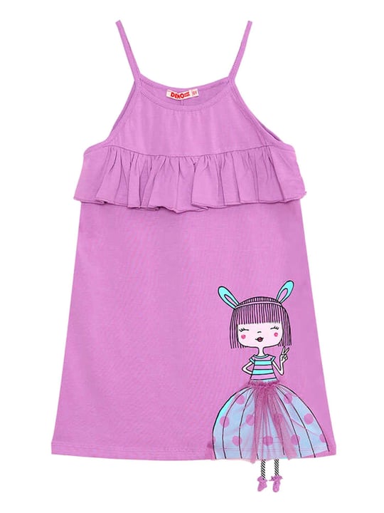Denokids Kız Çocuk Fırfırlı Elbise Lila MS-24Y1-062