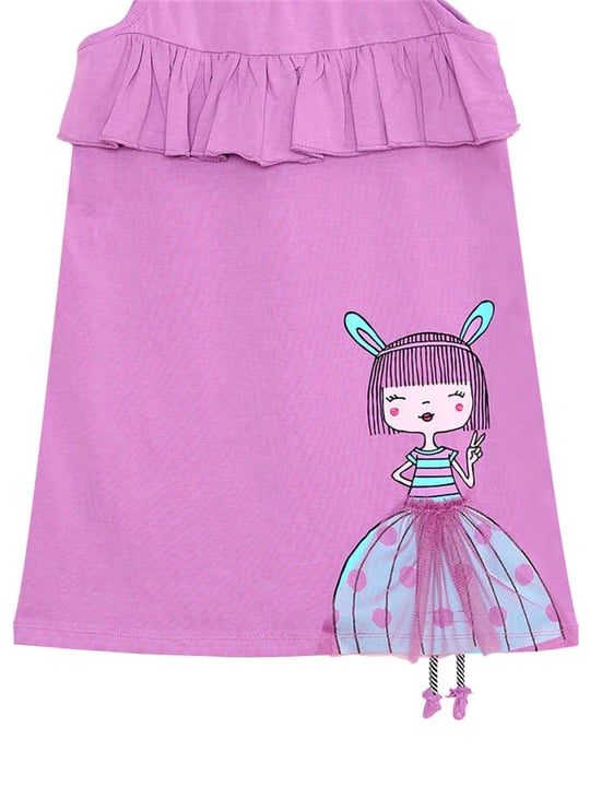 Denokids Kız Çocuk Fırfırlı Elbise Lila MS-24Y1-062