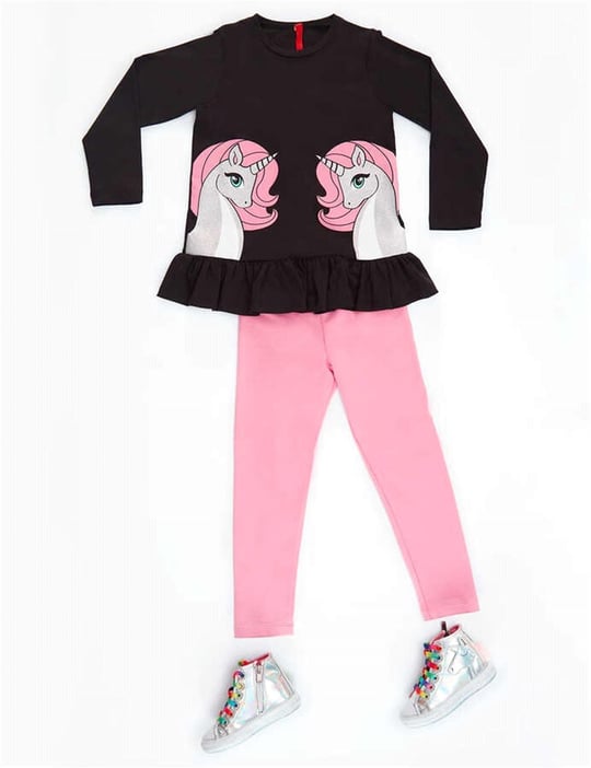 Denokids Kız Çocuk İkiz Unicorn Tunik Tayt Takım CFF-20S1-139