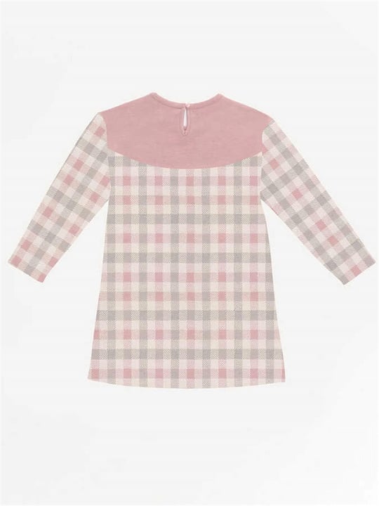 Denokids Kız Çocuk Kalpli Kedi Ekose Elbise Pembe CFF-22S1-075