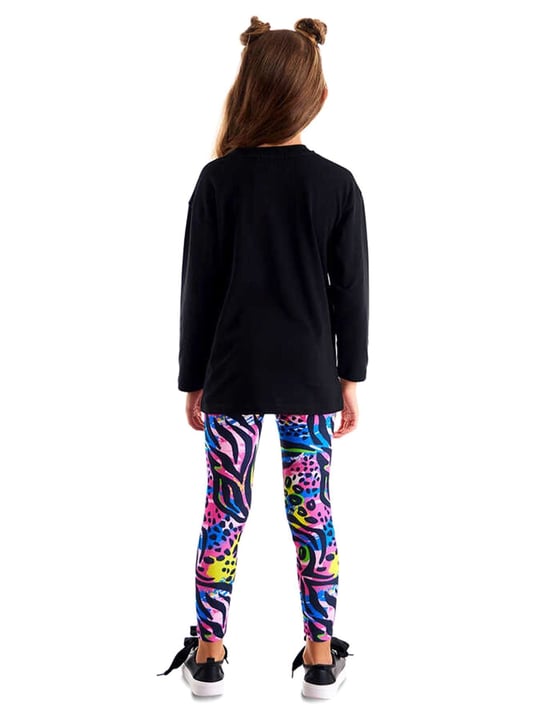 Denokids Kız Çocuk Kanatlı Şimşek Leopar Takım Siyah MS-21K1-050