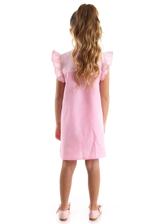 Denokids Kız Çocuk Kanatlı Unicorn Ekoseli Elbise Pembe MS-22Y1-012
