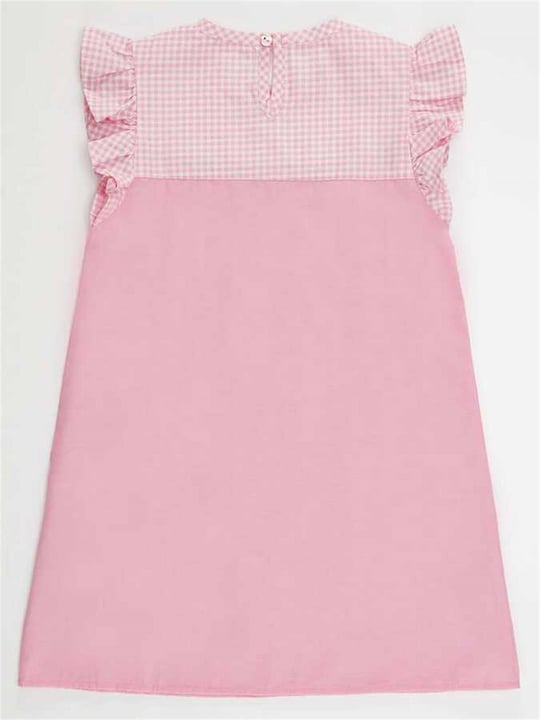 Denokids Kız Çocuk Kanatlı Unicorn Ekoseli Elbise Pembe MS-22Y1-012