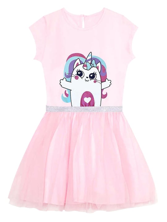 Denokids Kız Çocuk Kedicik Unicorn Tüllü Elbise CFF-24Y1-051