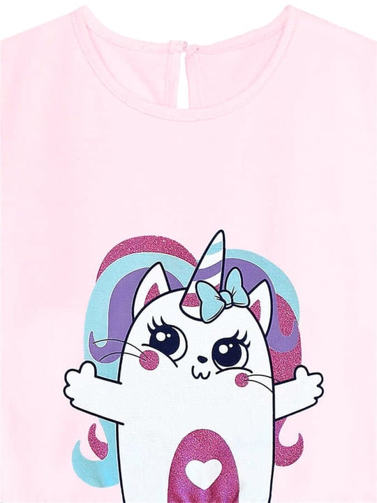 Denokids Kız Çocuk Kedicik Unicorn Tüllü Elbise CFF-24Y1-051