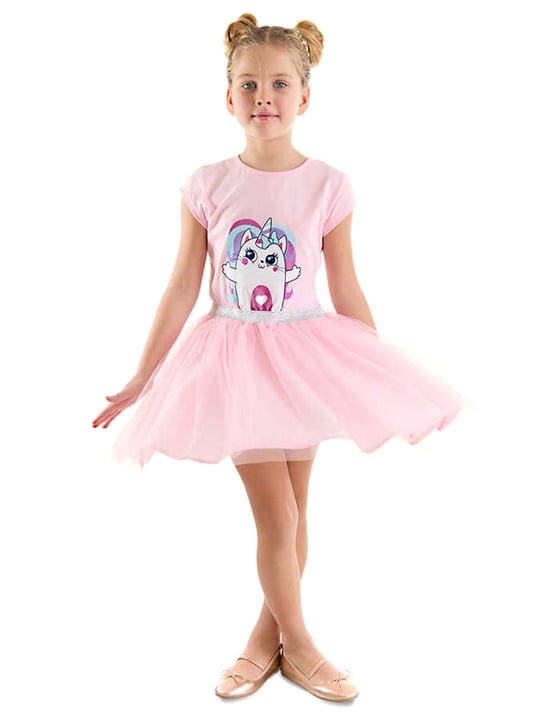 Denokids Kız Çocuk Kedicik Unicorn Tüllü Elbise CFF-24Y1-051
