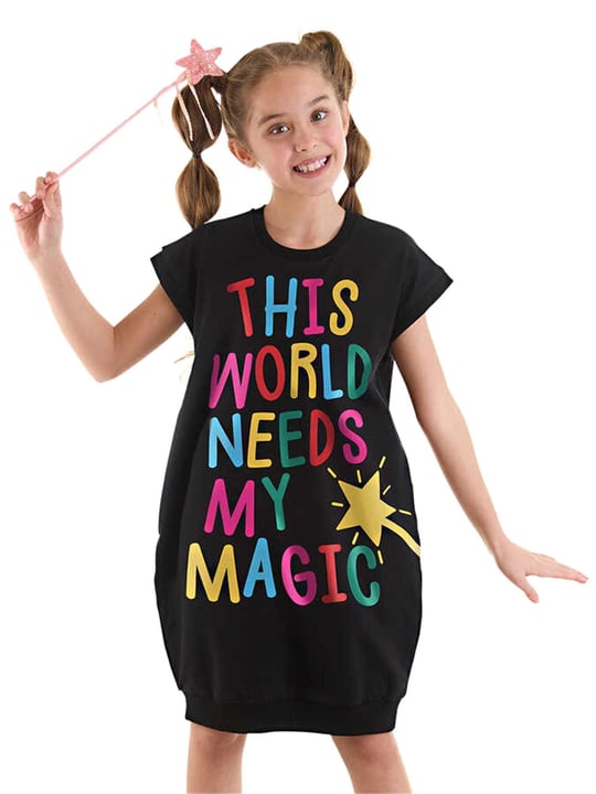 Denokids Kız Çocuk Magical Elbise Siyah MS-24Y1-076