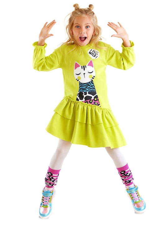 Denokids Kız Çocuk Orman Kedisi Elbise MS-23K1-010