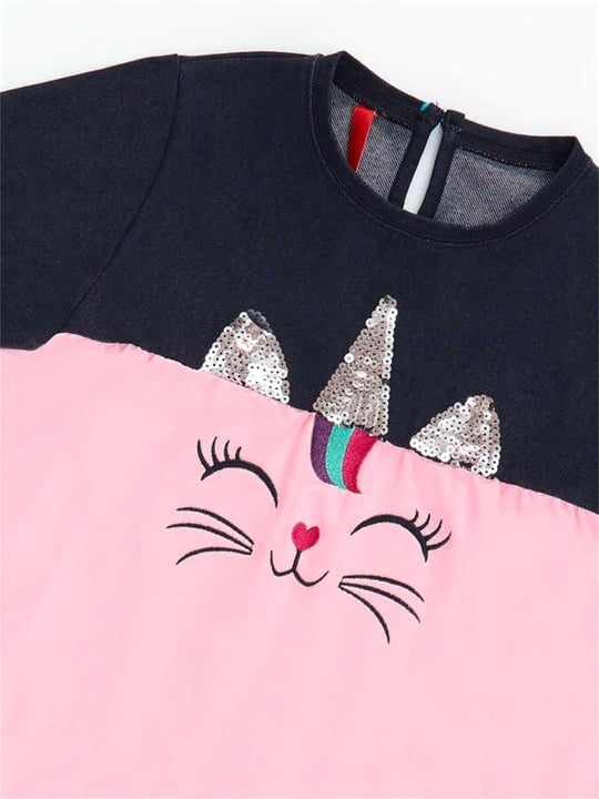 Denokids Kız Çocuk Payetli Catcorn Elbise CFF-20S1-091