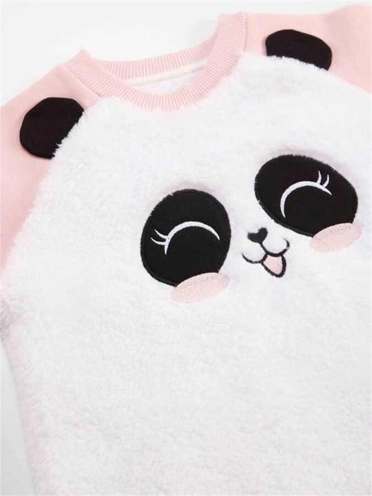 Denokids Kız Çocuk Peluş Panda Sweatshirt Tayt Takım CFF-22K1-015