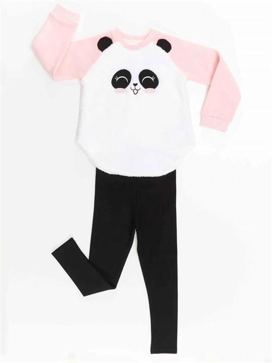 Denokids Kız Çocuk Peluş Panda Sweatshirt Tayt Takım CFF-22K1-015