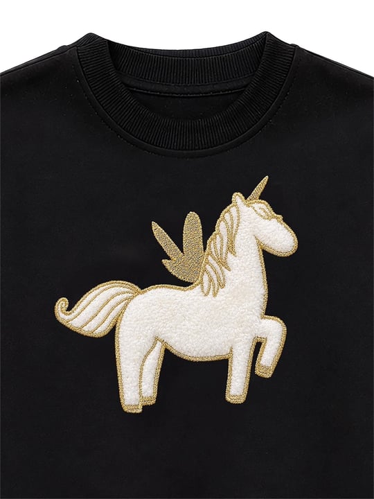 Denokids Kız Çocuk Peluş Unicorn Eşofman Takımı Siyah CFF-26S1-065