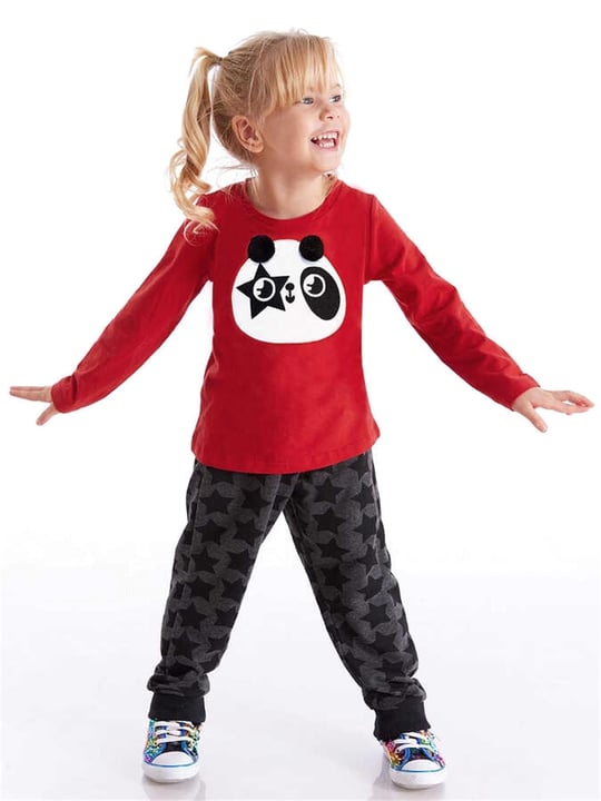 Denokids Kız Çocuk Ponponlu Panda Pantolon Takım CFF-20K1-053