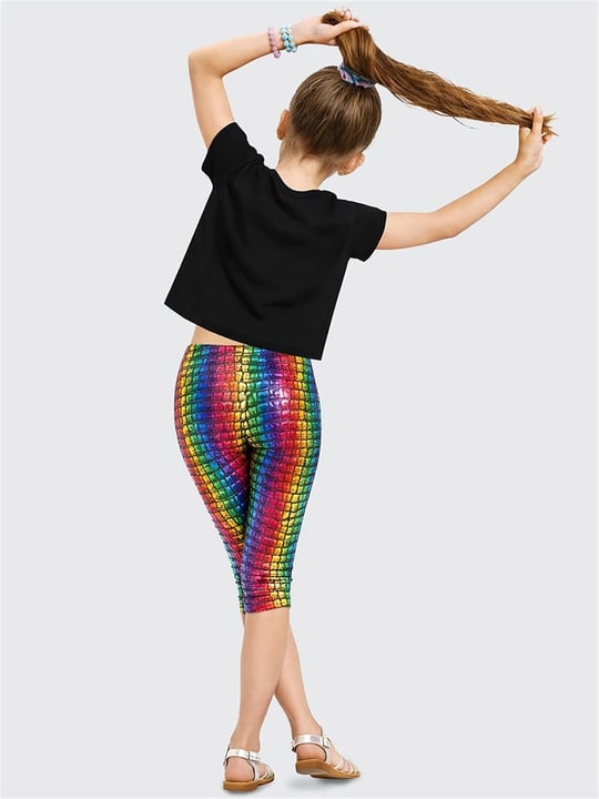 Denokids Kız Çocuk Renkli Varak Crop Tayt Takım CFF-26Y1-105