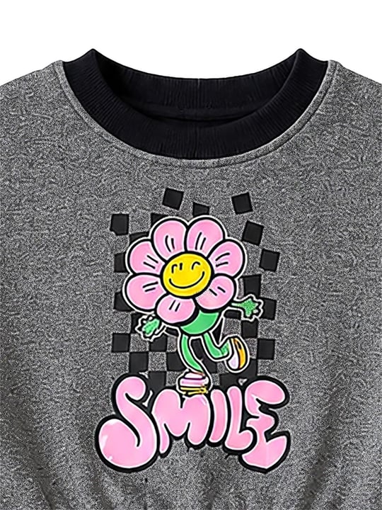 Denokids Kız Çocuk Smile Eşofman Takımı Antrasit CFF-26S1-047
