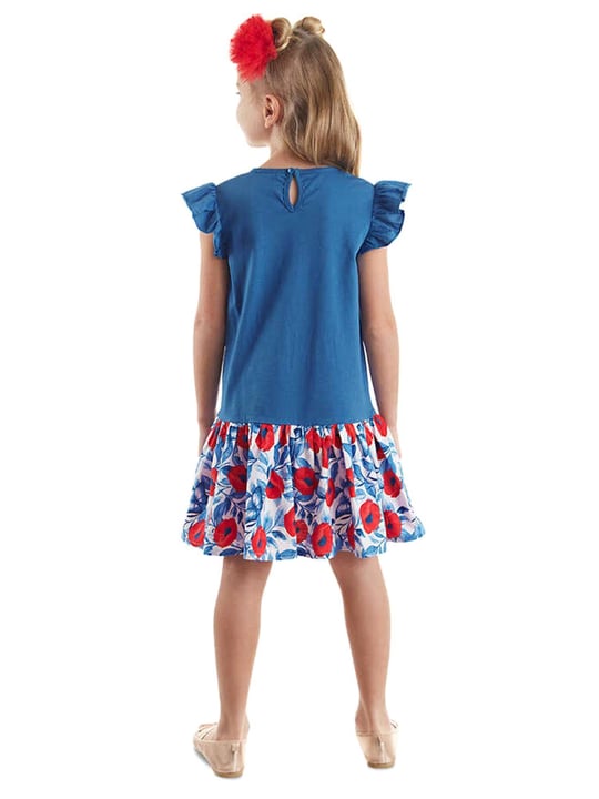 Denokids Kız Çocuk Süslü Tavşan Çiçekli Elbise CFF-24Y1-083