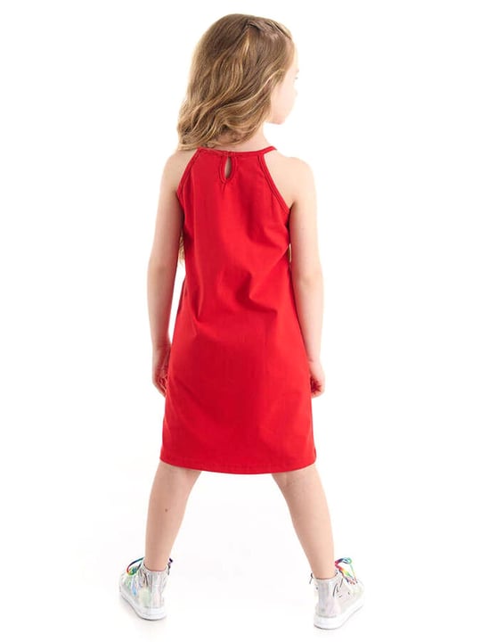 Denokids Kız Çocuk Unicorn Love Elbise Kırmızı CFF-22Y2-003