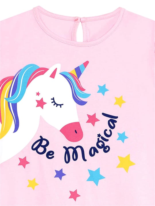 Denokids Kız Çocuk Unicorn Magic Elbise Pembe CFF-24Y1-079