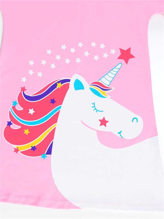 Denokids Kız Çocuk Unicorn Star Elbise Pembe CFF-21Y2-005