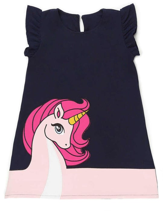 Denokids Kız Çocuk Unique Unicorn Elbise Lacivert CFF-19Y1-057