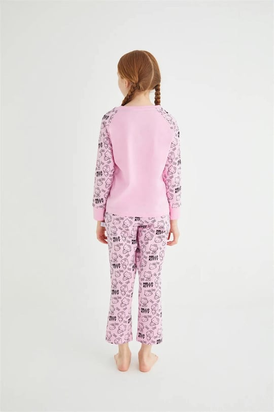 Denokids Kız Çocuk Uzun Kol Pamuklu Pijama Takımı Pembe DM09-ROZ-51