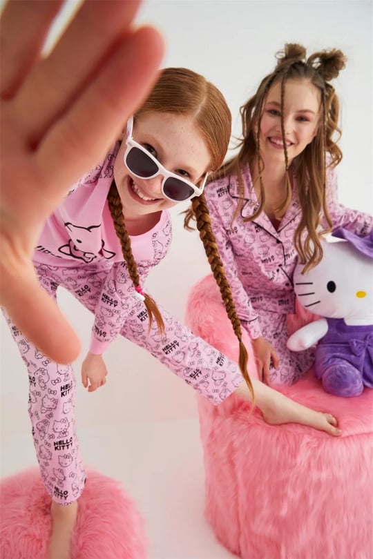 Denokids Kız Çocuk Uzun Kol Pamuklu Pijama Takımı Pembe DM09-ROZ-51